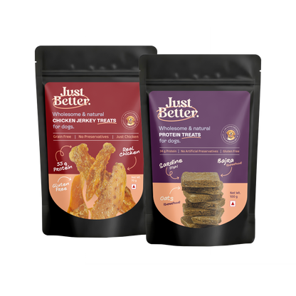 Protein Treat Bundle for Dogs | Fish & Chicken treats | Protein treats (100g) & Chicken Jerky (70g)